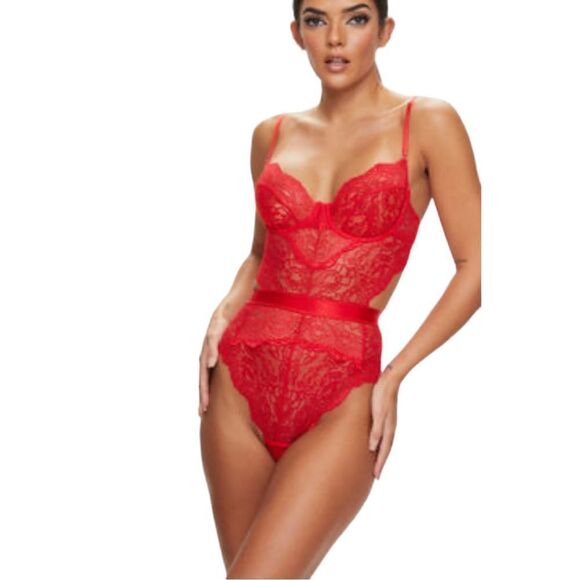 Ann Summers Red Lace Bodysuit Medium NWOT - Picture 1 of 7